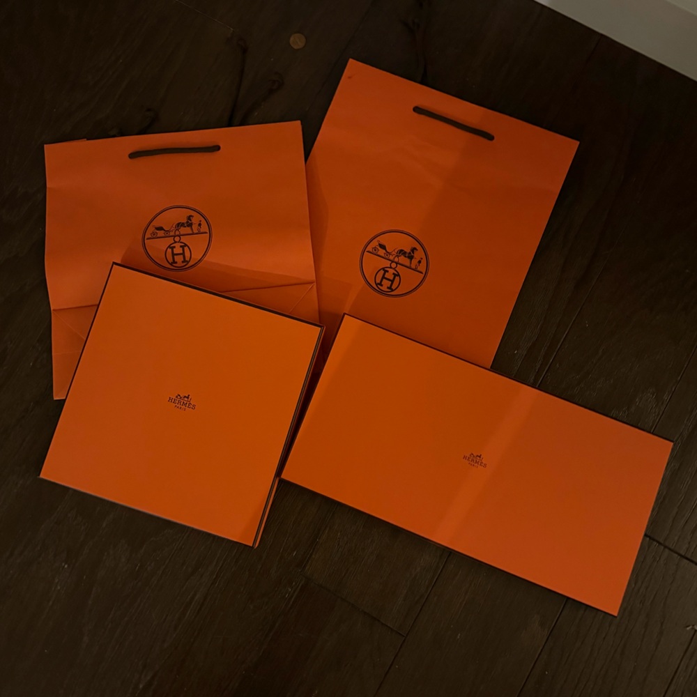 Hermes boxes and shopping bags